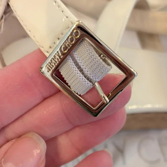 Jimmy Choo Cream Patent Wedges - Picture 7 of 7